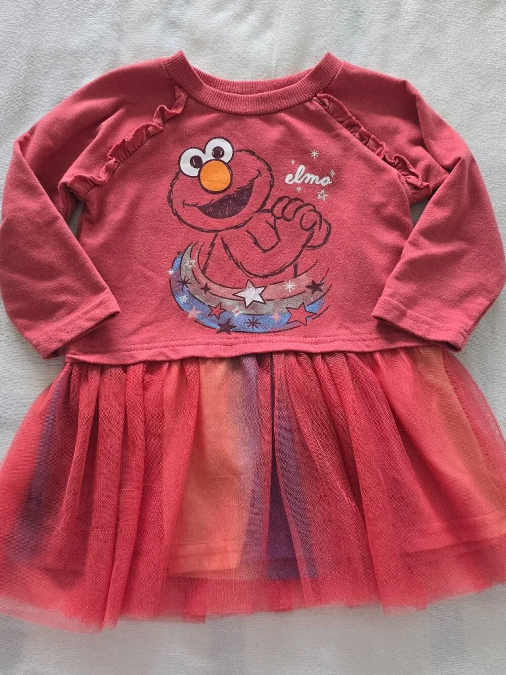 Size 2T Sesame Street Girls Elmo Long Sleeve Tulle Tutu Dress